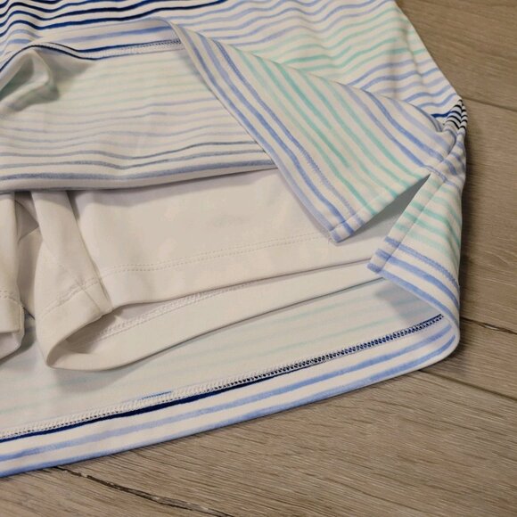 Womes White Blue Green Striped IZOD Golf Skirt Short Skort Sz Large - Picture 3 of 4